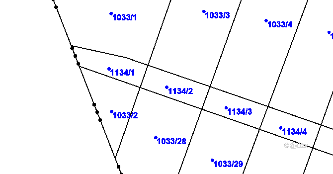 Parcela st. 1134/2 v KÚ Chobot, Katastrální mapa