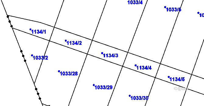 Parcela st. 1134/3 v KÚ Chobot, Katastrální mapa