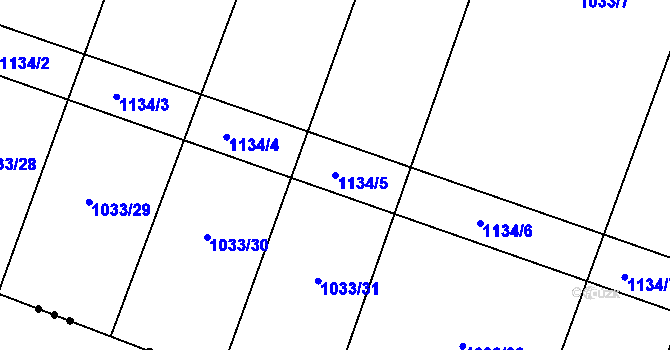 Parcela st. 1134/5 v KÚ Chobot, Katastrální mapa