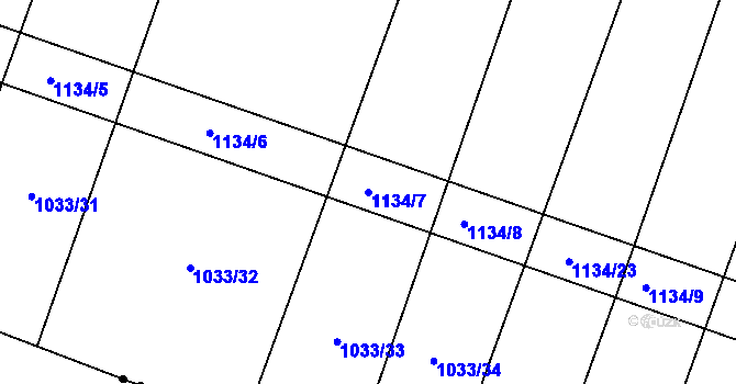 Parcela st. 1134/7 v KÚ Chobot, Katastrální mapa