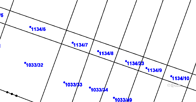 Parcela st. 1134/8 v KÚ Chobot, Katastrální mapa