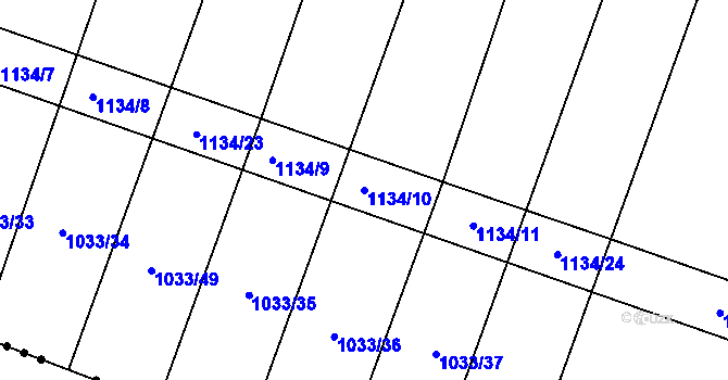 Parcela st. 1134/10 v KÚ Chobot, Katastrální mapa
