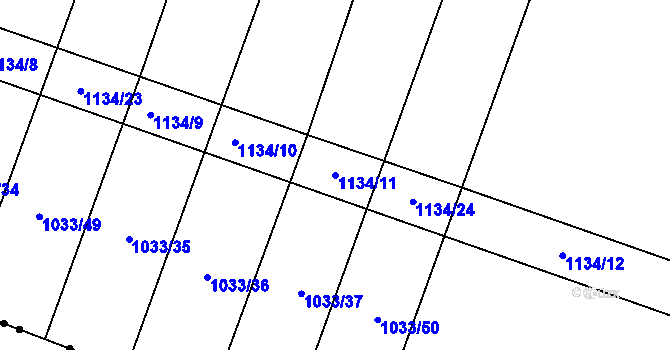 Parcela st. 1134/11 v KÚ Chobot, Katastrální mapa