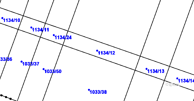 Parcela st. 1134/12 v KÚ Chobot, Katastrální mapa