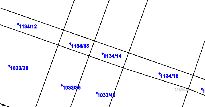 Parcela st. 1134/14 v KÚ Chobot, Katastrální mapa