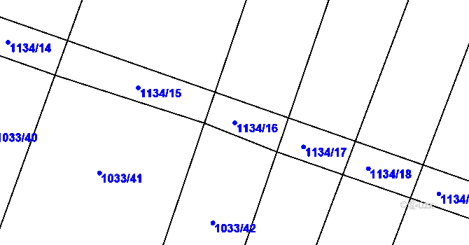 Parcela st. 1134/16 v KÚ Chobot, Katastrální mapa
