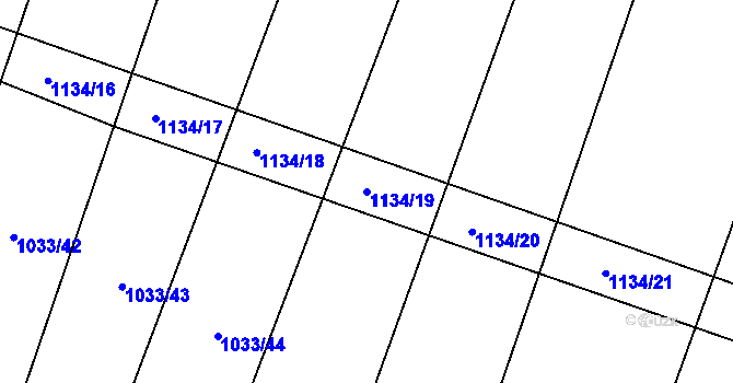 Parcela st. 1134/19 v KÚ Chobot, Katastrální mapa