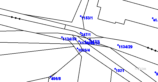 Parcela st. 1134/31 v KÚ Chobot, Katastrální mapa