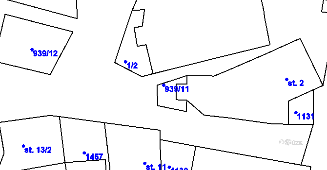 Parcela st. 939/11 v KÚ Uzenice, Katastrální mapa