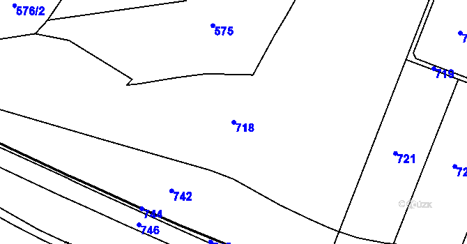 Parcela st. 718 v KÚ Uzeničky, Katastrální mapa