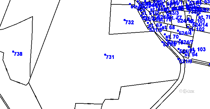 Parcela st. 731 v KÚ Uzeničky, Katastrální mapa