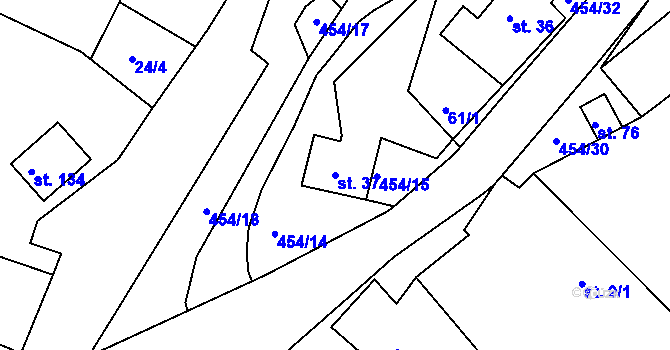 Parcela st. 37 v KÚ Čekanov, Katastrální mapa