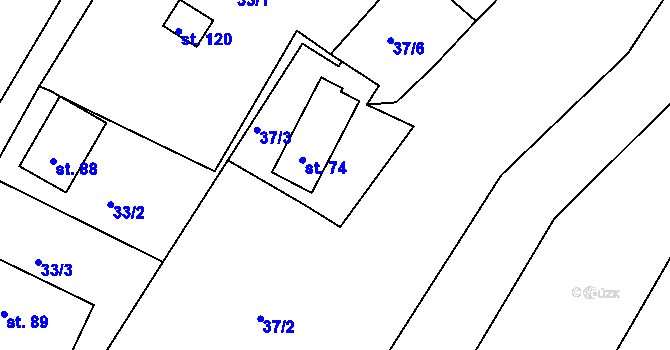 Parcela st. 37/4 v KÚ Čekanov, Katastrální mapa