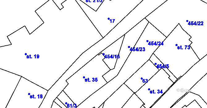 Parcela st. 454/16 v KÚ Čekanov, Katastrální mapa