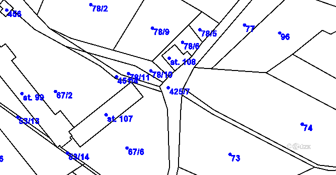 Parcela st. 425/7 v KÚ Čekanov, Katastrální mapa