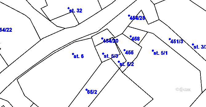 Parcela st. 5/3 v KÚ Čekanov, Katastrální mapa