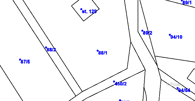 Parcela st. 88/1 v KÚ Čekanov, Katastrální mapa