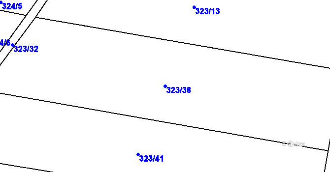 Parcela st. 323/38 v KÚ Radvanice nad Sázavou, Katastrální mapa