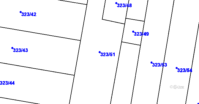 Parcela st. 323/51 v KÚ Radvanice nad Sázavou, Katastrální mapa