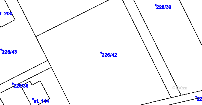 Parcela st. 226/42 v KÚ Radvanice nad Sázavou, Katastrální mapa