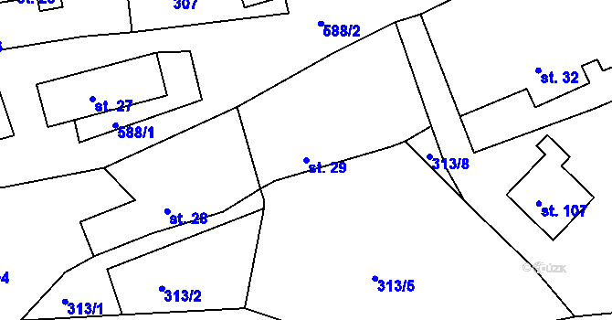 Parcela st. 29 v KÚ Smrk u Úžic, Katastrální mapa