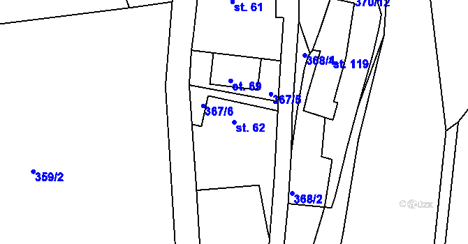 Parcela st. 62 v KÚ Smrk u Úžic, Katastrální mapa