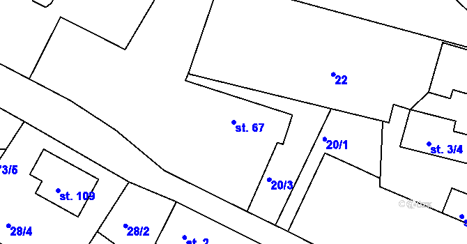 Parcela st. 67 v KÚ Smrk u Úžic, Katastrální mapa
