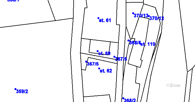 Parcela st. 69 v KÚ Smrk u Úžic, Katastrální mapa