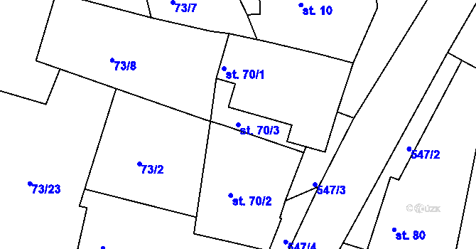 Parcela st. 70/3 v KÚ Smrk u Úžic, Katastrální mapa