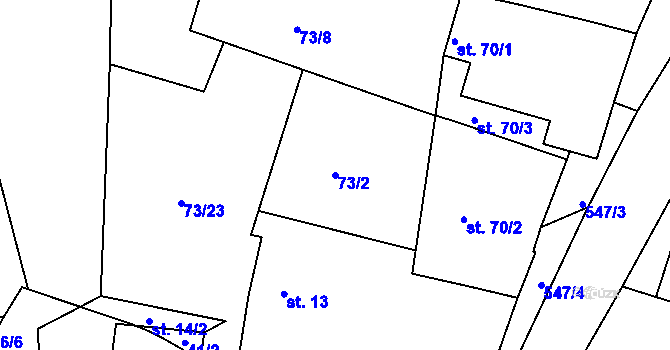 Parcela st. 73/2 v KÚ Smrk u Úžic, Katastrální mapa