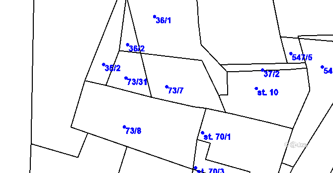 Parcela st. 73/7 v KÚ Smrk u Úžic, Katastrální mapa