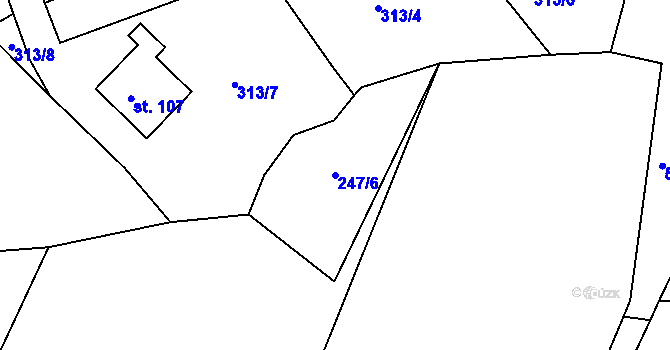 Parcela st. 247/6 v KÚ Smrk u Úžic, Katastrální mapa