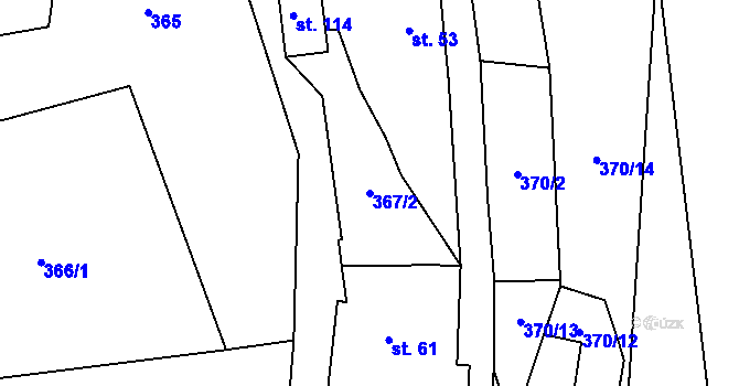 Parcela st. 367/2 v KÚ Smrk u Úžic, Katastrální mapa