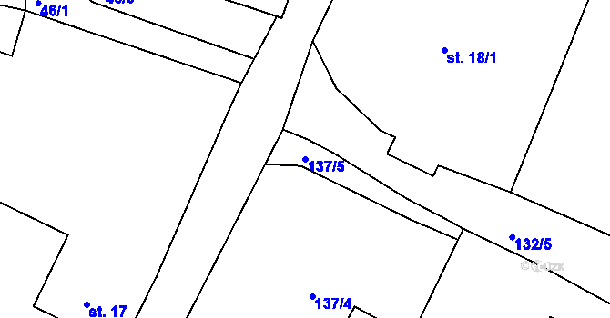 Parcela st. 137/5 v KÚ Smrk u Úžic, Katastrální mapa