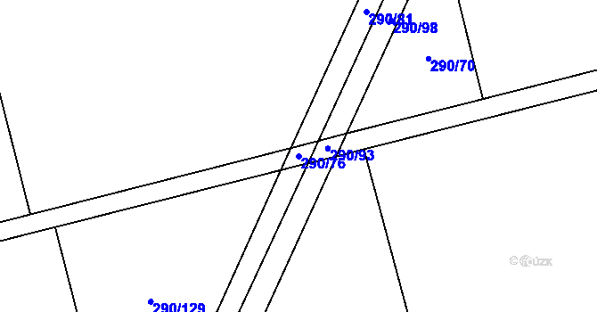Parcela st. 290/76 v KÚ Smrk u Úžic, Katastrální mapa
