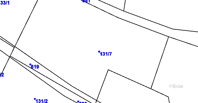 Parcela st. 131/7 v KÚ Smrk u Úžic, Katastrální mapa