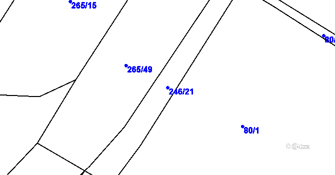 Parcela st. 246/21 v KÚ Smrk u Úžic, Katastrální mapa