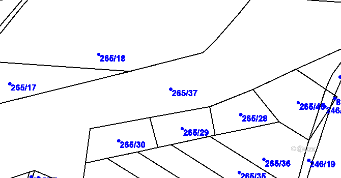 Parcela st. 265/37 v KÚ Smrk u Úžic, Katastrální mapa