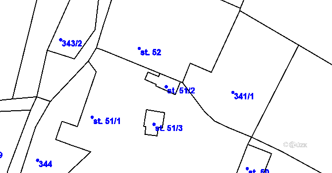 Parcela st. 51/2 v KÚ Smrk u Úžic, Katastrální mapa