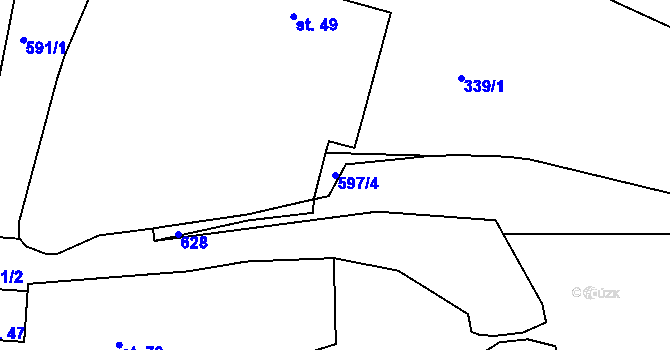 Parcela st. 597/4 v KÚ Smrk u Úžic, Katastrální mapa