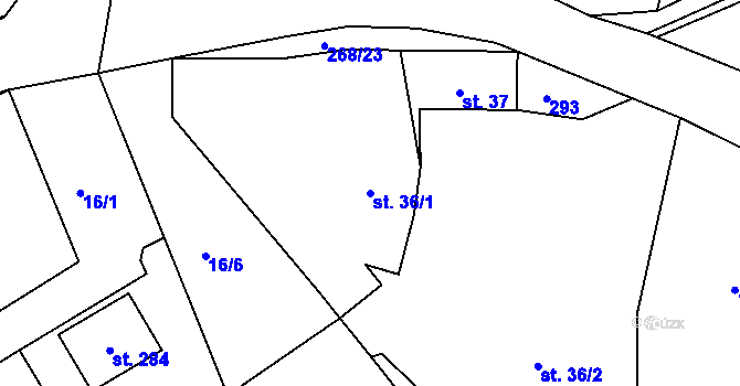 Parcela st. 36/1 v KÚ Úžice u Kutné Hory, Katastrální mapa