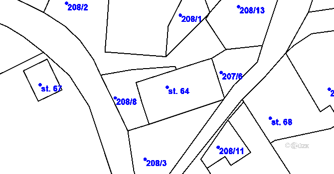 Parcela st. 64 v KÚ Úžice u Kutné Hory, Katastrální mapa