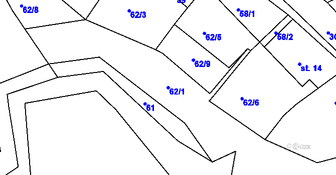 Parcela st. 62/1 v KÚ Úžice u Kutné Hory, Katastrální mapa
