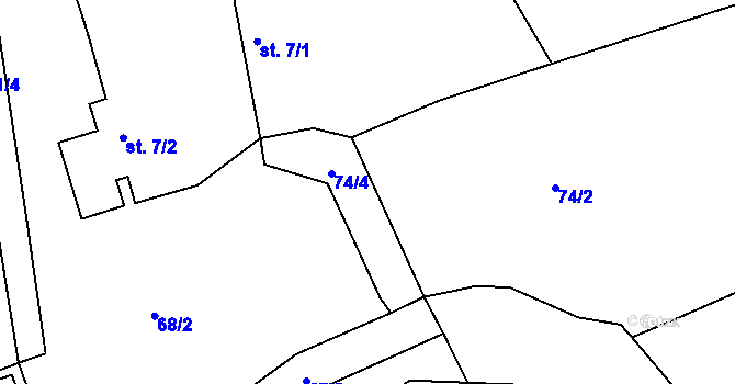 Parcela st. 74/4 v KÚ Úžice u Kutné Hory, Katastrální mapa