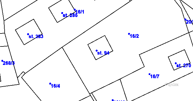 Parcela st. 94 v KÚ Úžice u Kutné Hory, Katastrální mapa