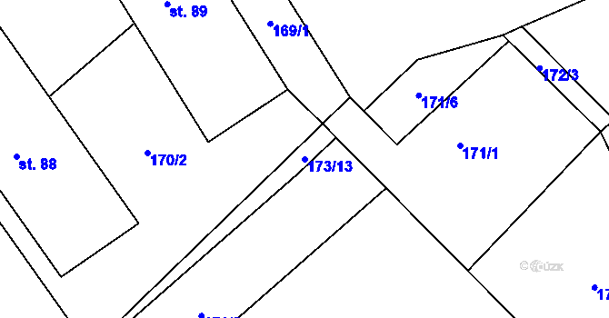 Parcela st. 173/13 v KÚ Úžice u Kutné Hory, Katastrální mapa