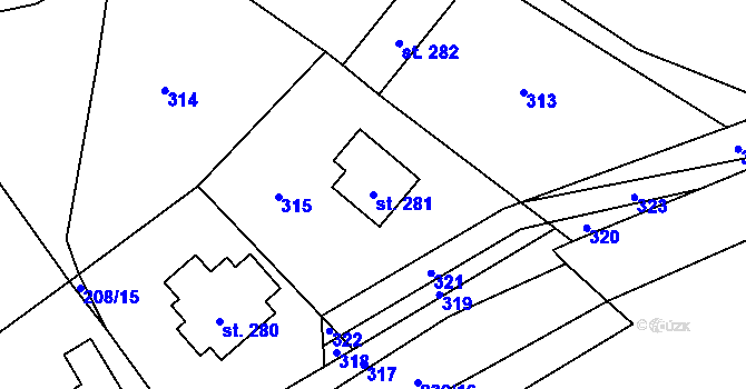 Parcela st. 281 v KÚ Úžice u Kutné Hory, Katastrální mapa