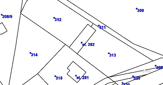 Parcela st. 282 v KÚ Úžice u Kutné Hory, Katastrální mapa