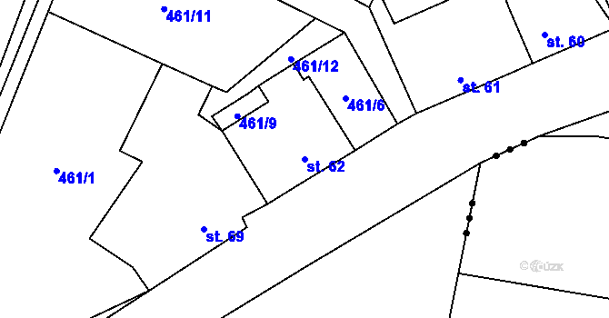 Parcela st. 62 v KÚ Úžice u Kralup nad Vltavou, Katastrální mapa