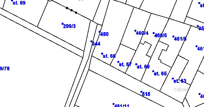 Parcela st. 66 v KÚ Úžice u Kralup nad Vltavou, Katastrální mapa